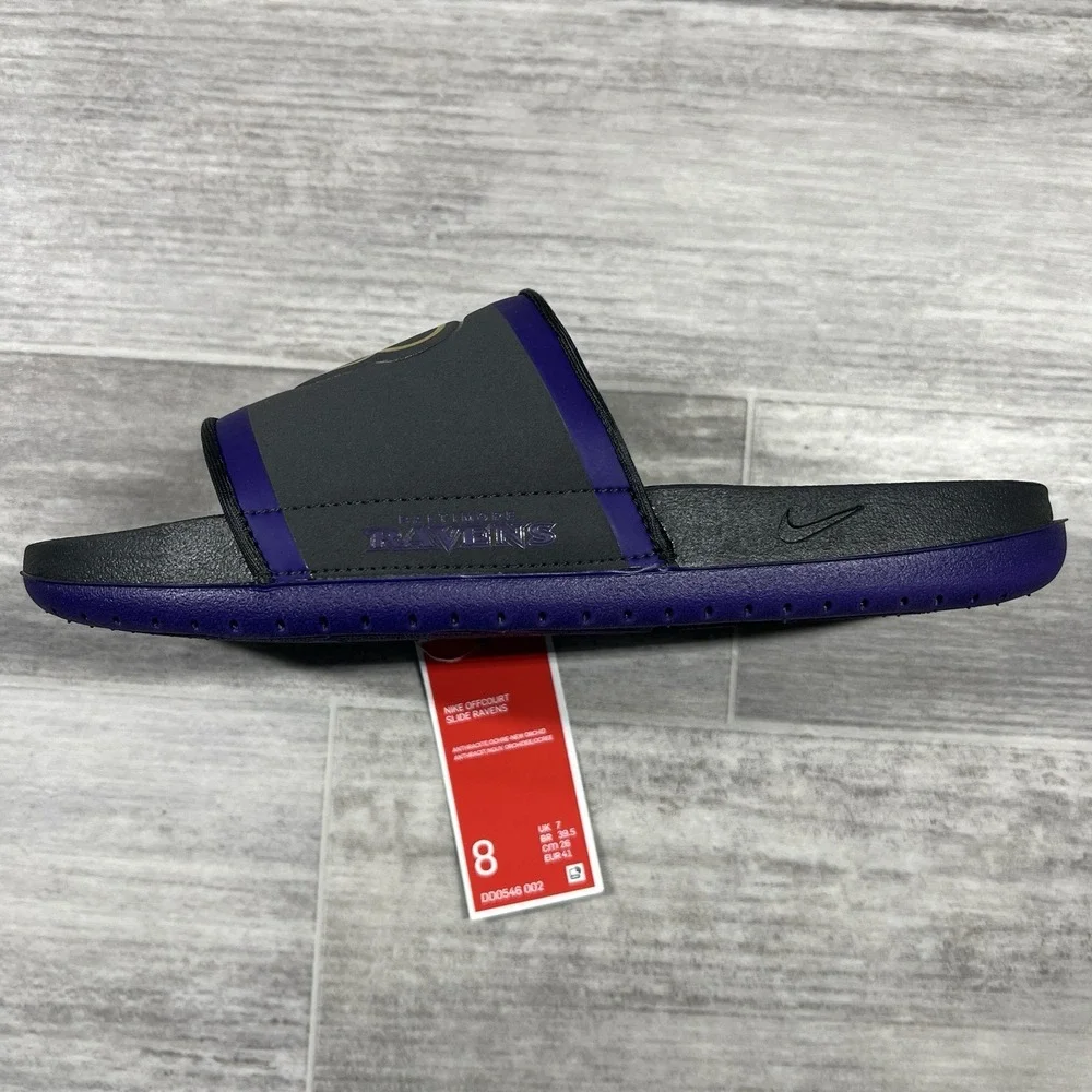 Nike Men's Size 8 Baltimore Ravens Slides Offcourt Slide Black/Purple DD0546-002